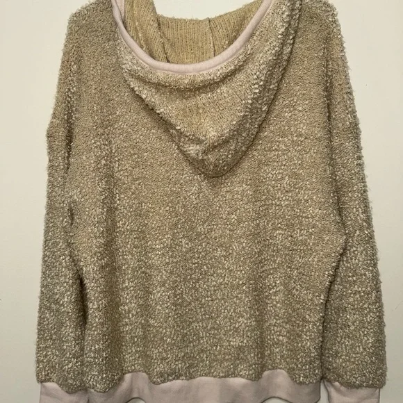 Beige Textured Knit Hoodie by Easel - Picture 5 of 5